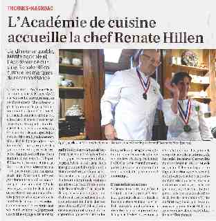 Intronisation de Renate-Elisa Hillen  l'academie nationale de cuisine de France